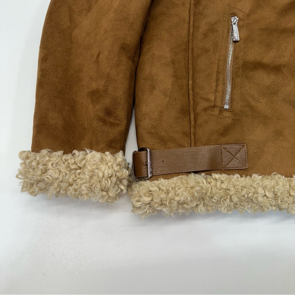 Michael Michael Kors Faux Suede Faux Fur Lined Trim Moto Jacket Womens Size XXL - Picture 3 of 10
